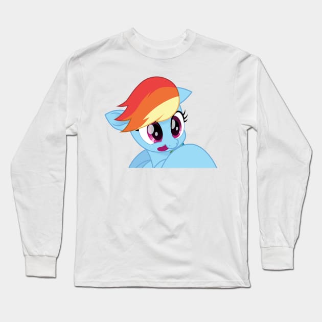 Silly movie Rainbow Dash face 1 Long Sleeve T-Shirt by CloudyGlow